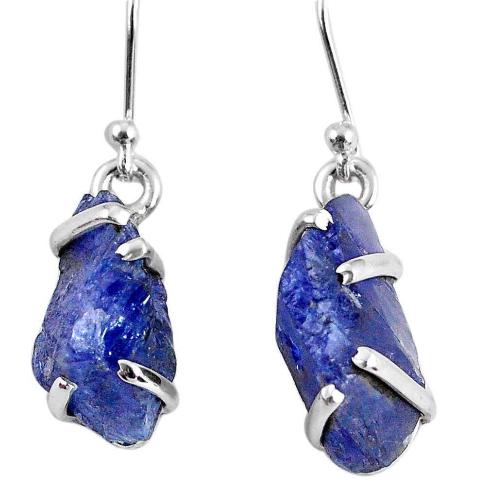 925 sterling silver 13.15cts natural blue tanzanite rough dangle earrings r62116