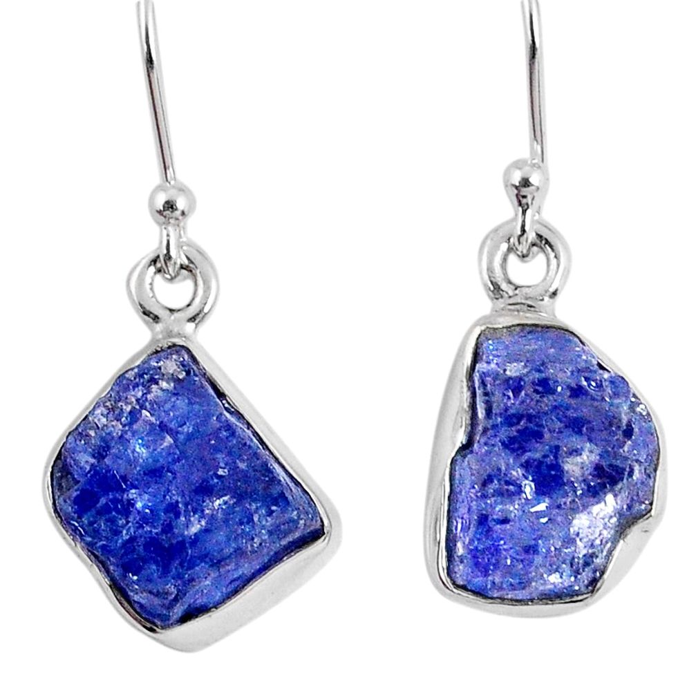 925 sterling silver 9.37cts natural blue tanzanite rough dangle earrings r62127