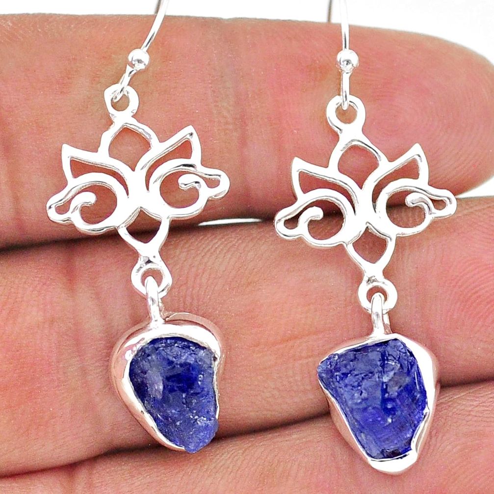 925 sterling silver 9.83cts natural blue tanzanite raw dangle earrings t17211