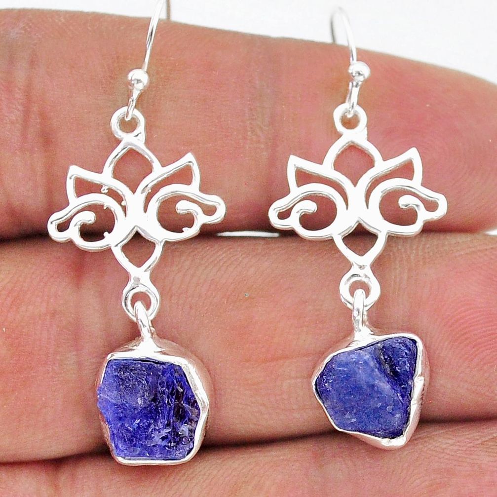 925 sterling silver 9.77cts natural blue tanzanite raw dangle earrings t17217
