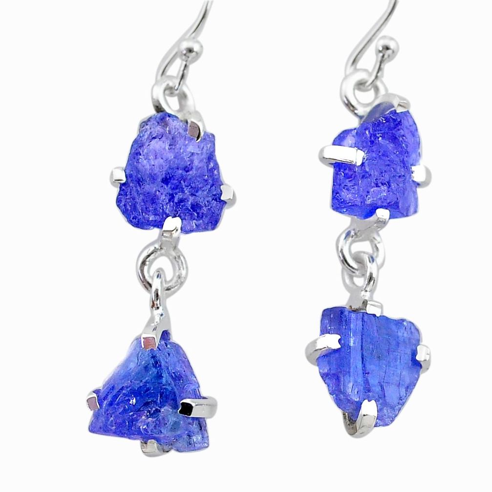 925 sterling silver 12.56cts natural blue tanzanite raw dangle earrings t21204