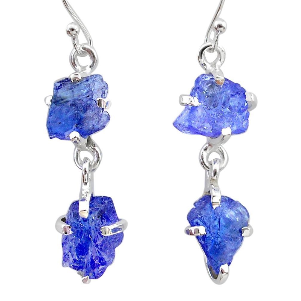 925 sterling silver 11.10cts natural blue tanzanite raw dangle earrings t21207