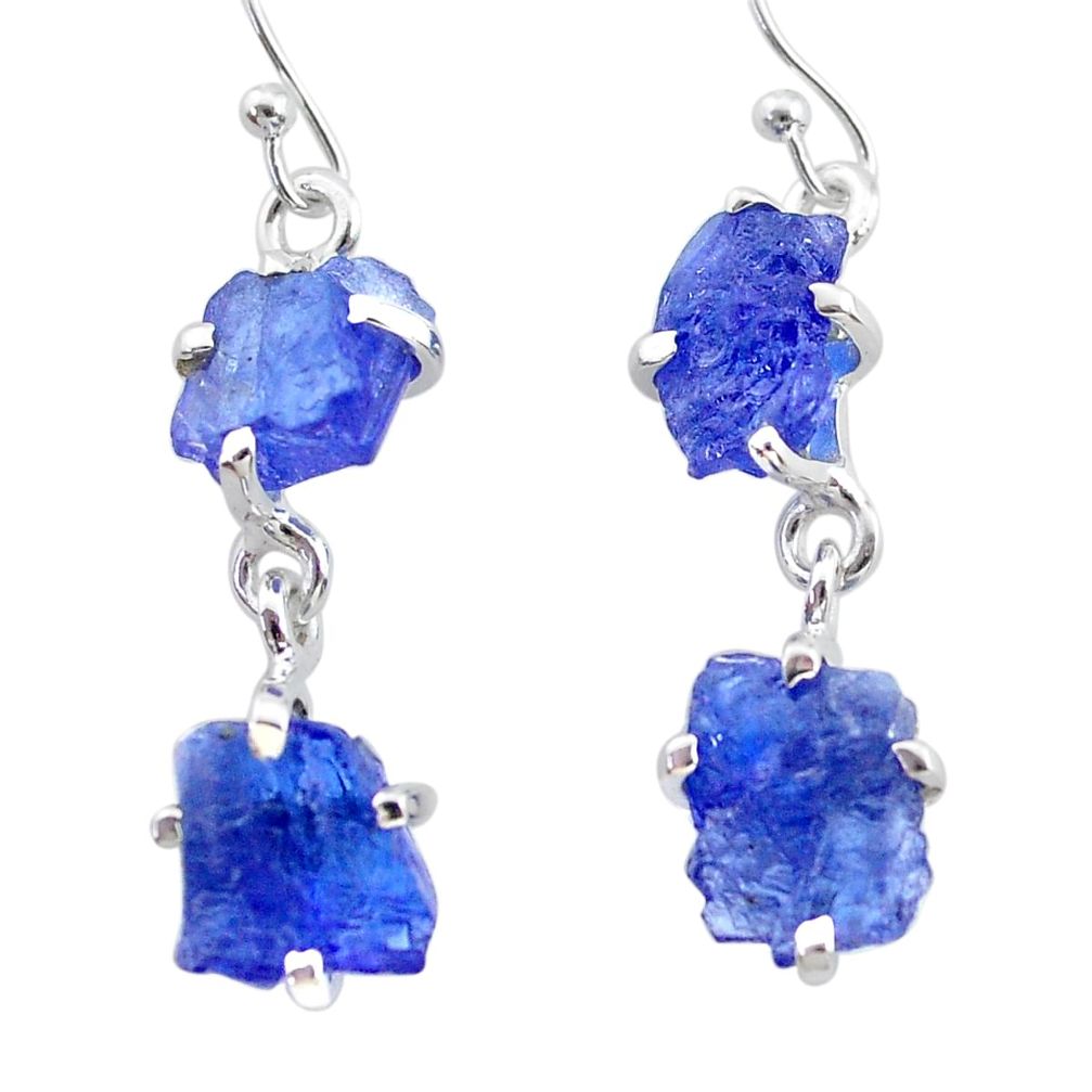 925 sterling silver 11.10cts natural blue tanzanite raw dangle earrings t21211