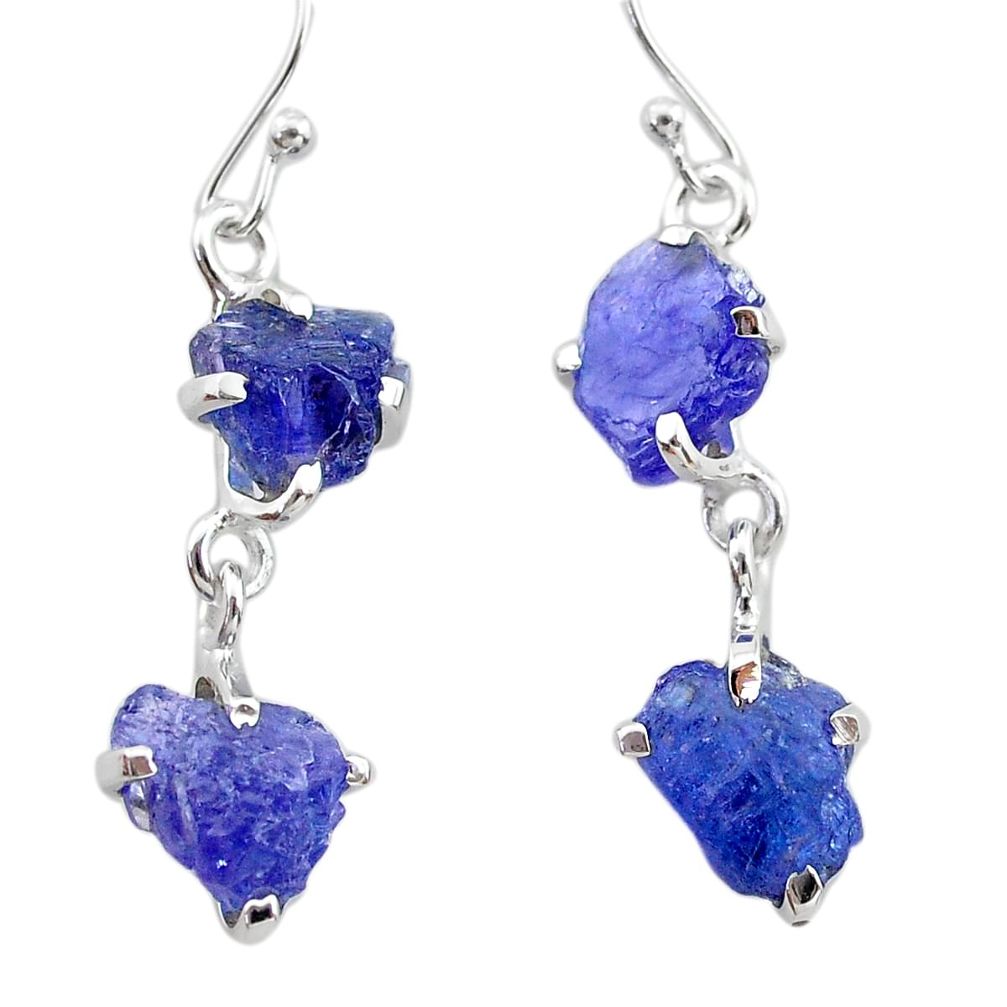 925 sterling silver 11.00cts natural blue tanzanite raw dangle earrings t21224