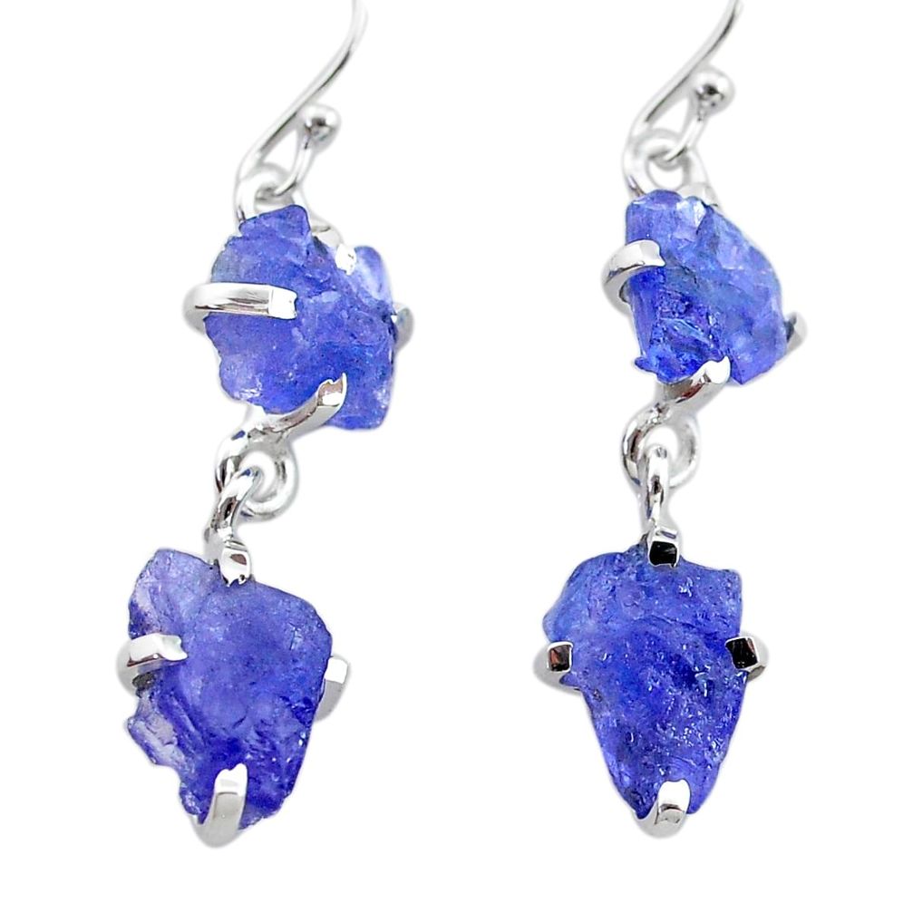 925 sterling silver 11.08cts natural blue tanzanite raw dangle earrings t21227