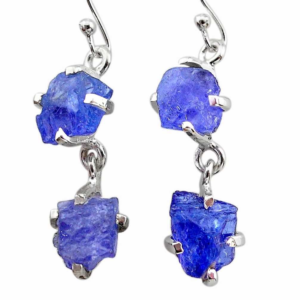 925 sterling silver 13.05cts natural blue tanzanite raw dangle earrings t21233