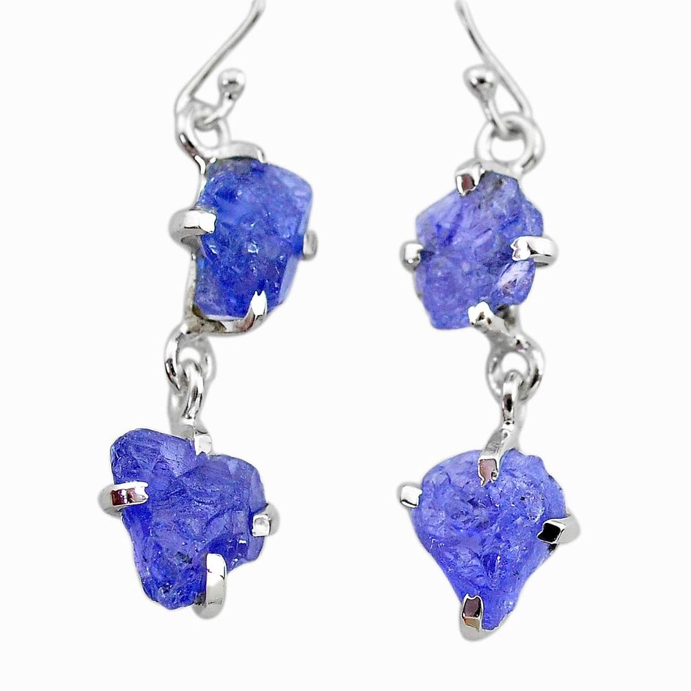 925 sterling silver 11.86cts natural blue tanzanite raw dangle earrings t21236