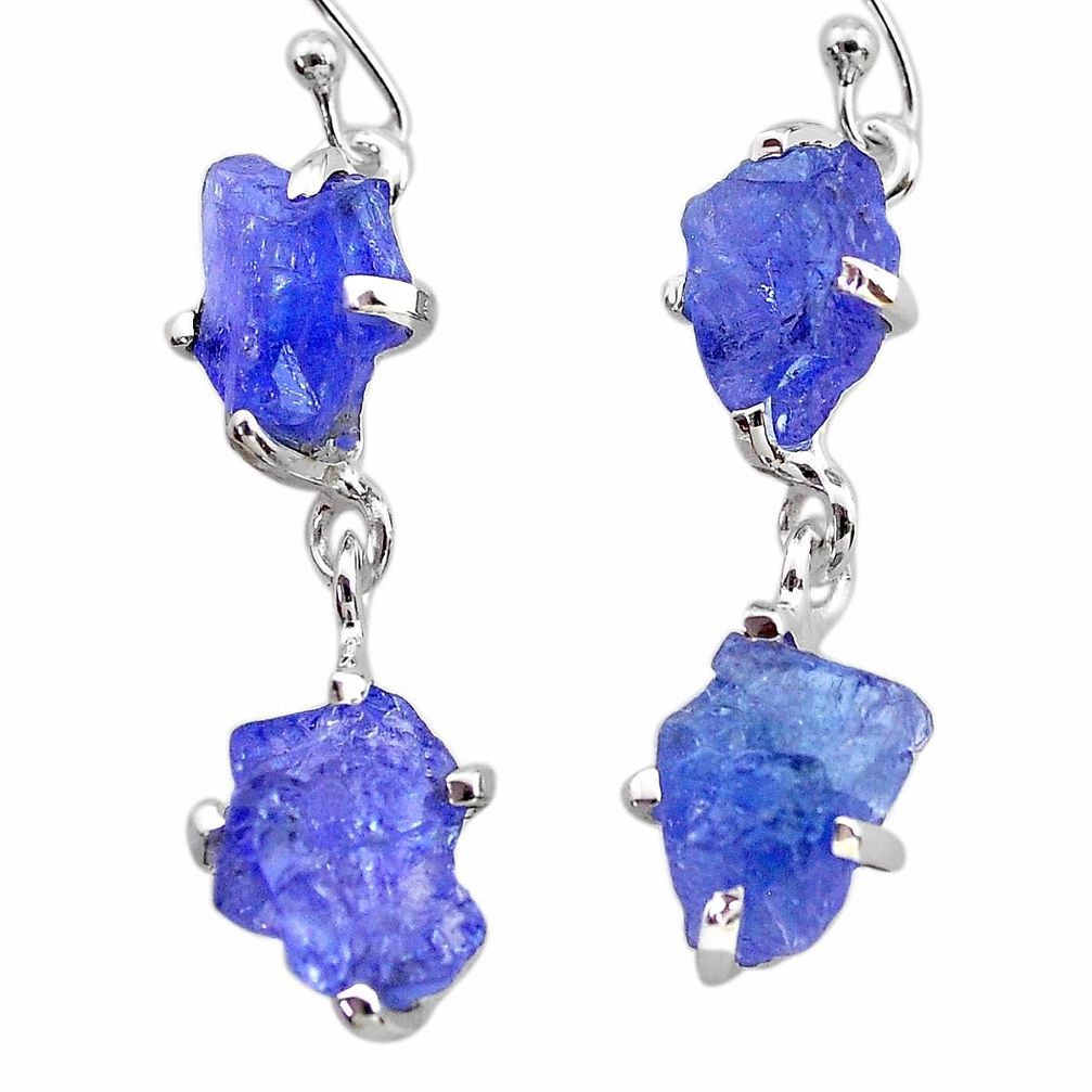 925 sterling silver 11.54cts natural blue tanzanite raw dangle earrings t21239