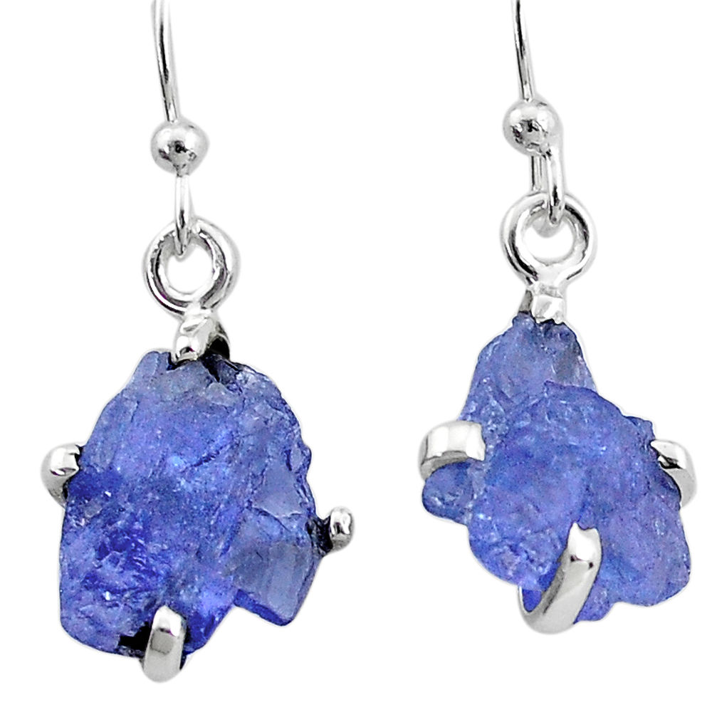 925 sterling silver 7.16cts natural blue tanzanite raw earrings jewelry t6540