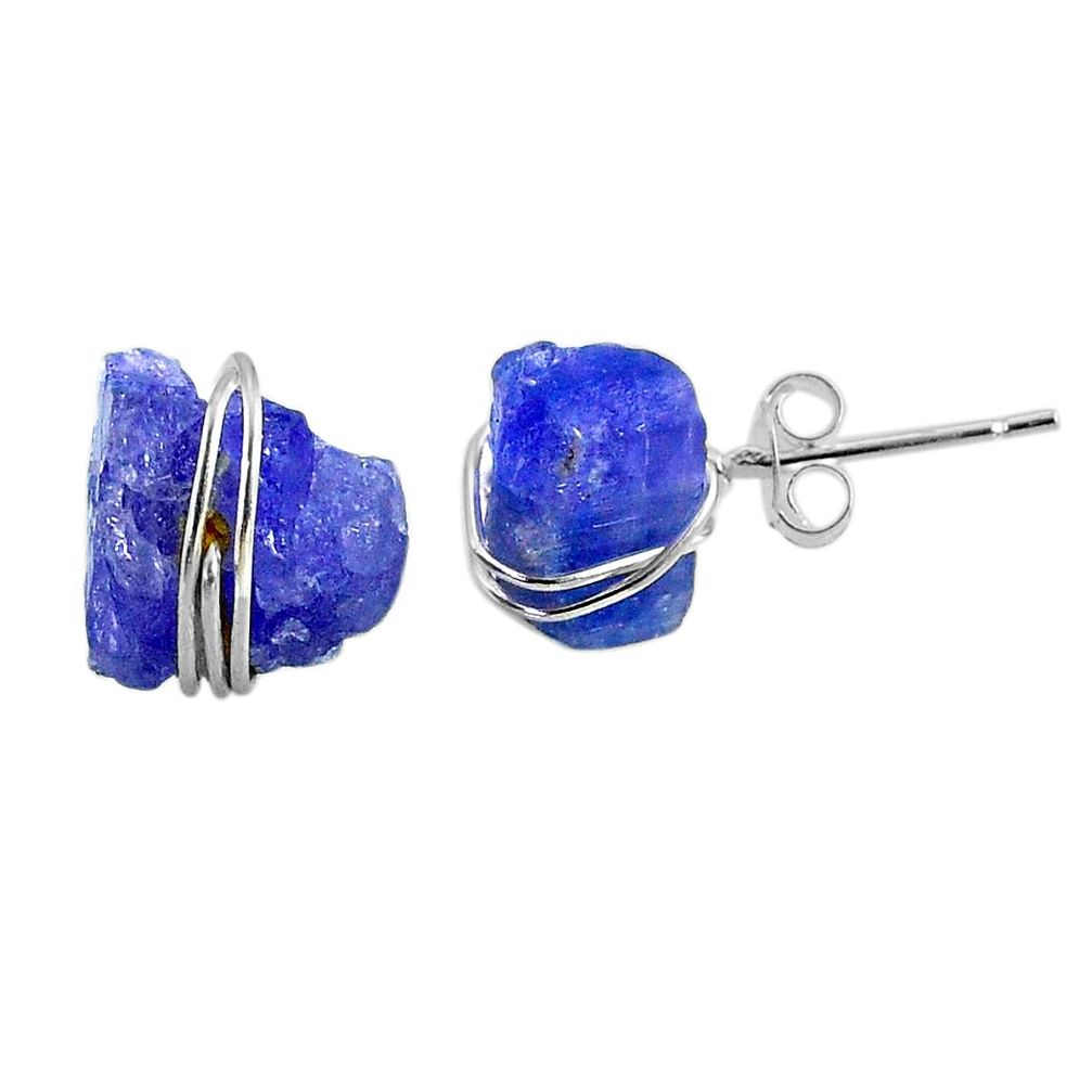 925 sterling silver 9.40cts natural blue tanzanite raw stud earrings r79719