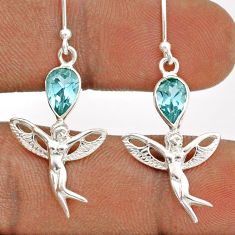 925 sterling silver 3.32cts natural blue topaz angel wings fairy earrings t85324