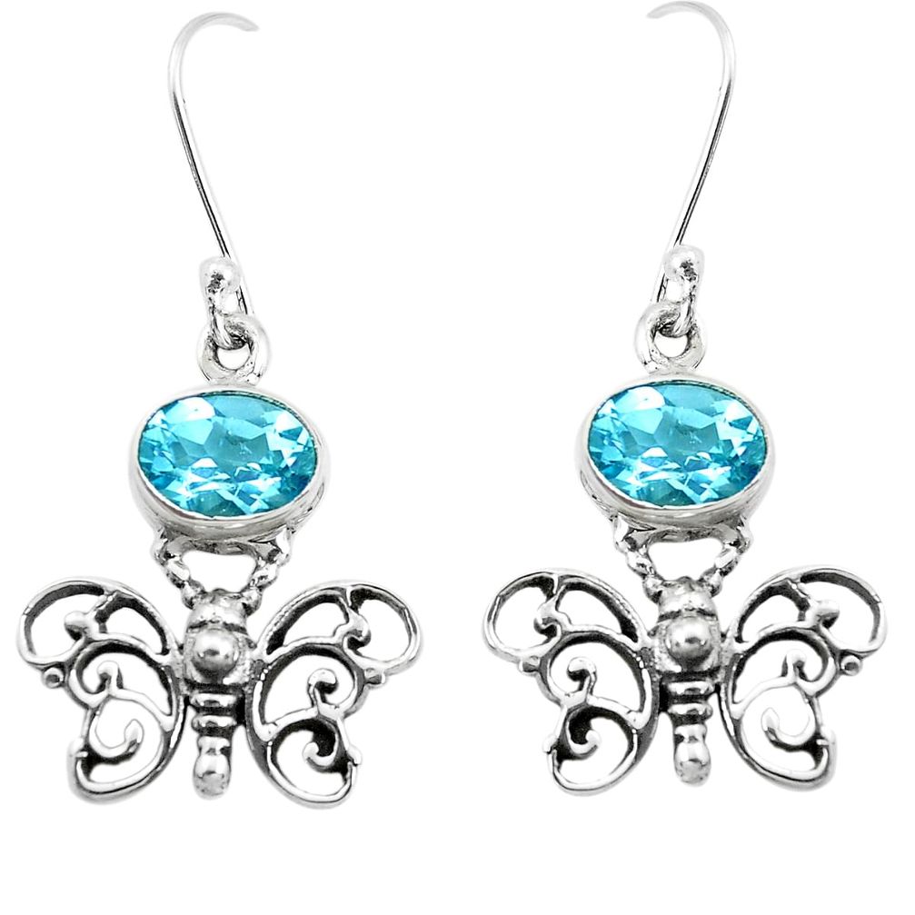 ver 4.82cts natural blue topaz butterfly earrings jewelry p38492