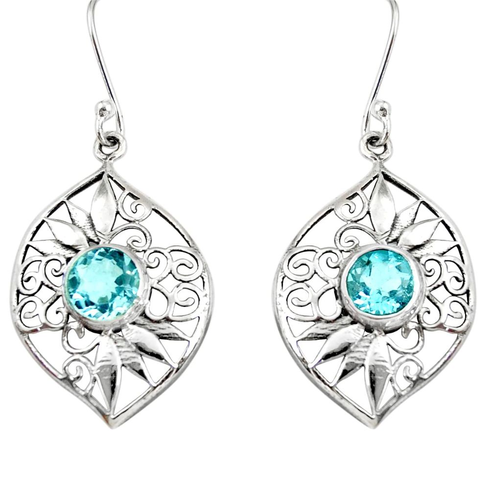 925 sterling silver 5.08cts natural blue topaz dangle earrings jewelry d40096