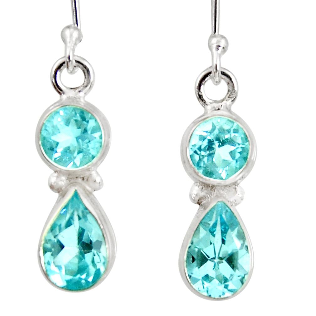 ver 6.03cts natural blue topaz dangle earrings jewelry d40244