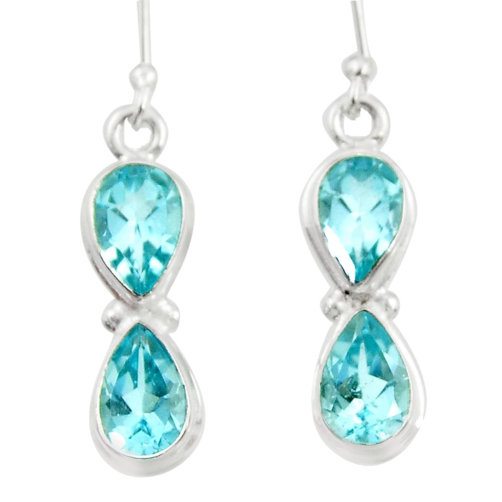 ver 7.54cts natural blue topaz dangle earrings jewelry d45764