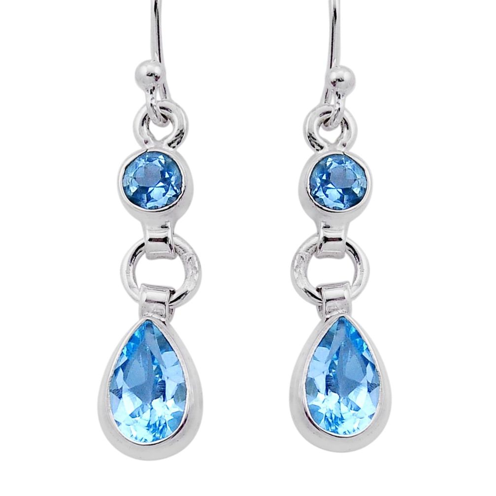 925 sterling silver 4.05cts natural blue topaz dangle earrings jewelry n41131