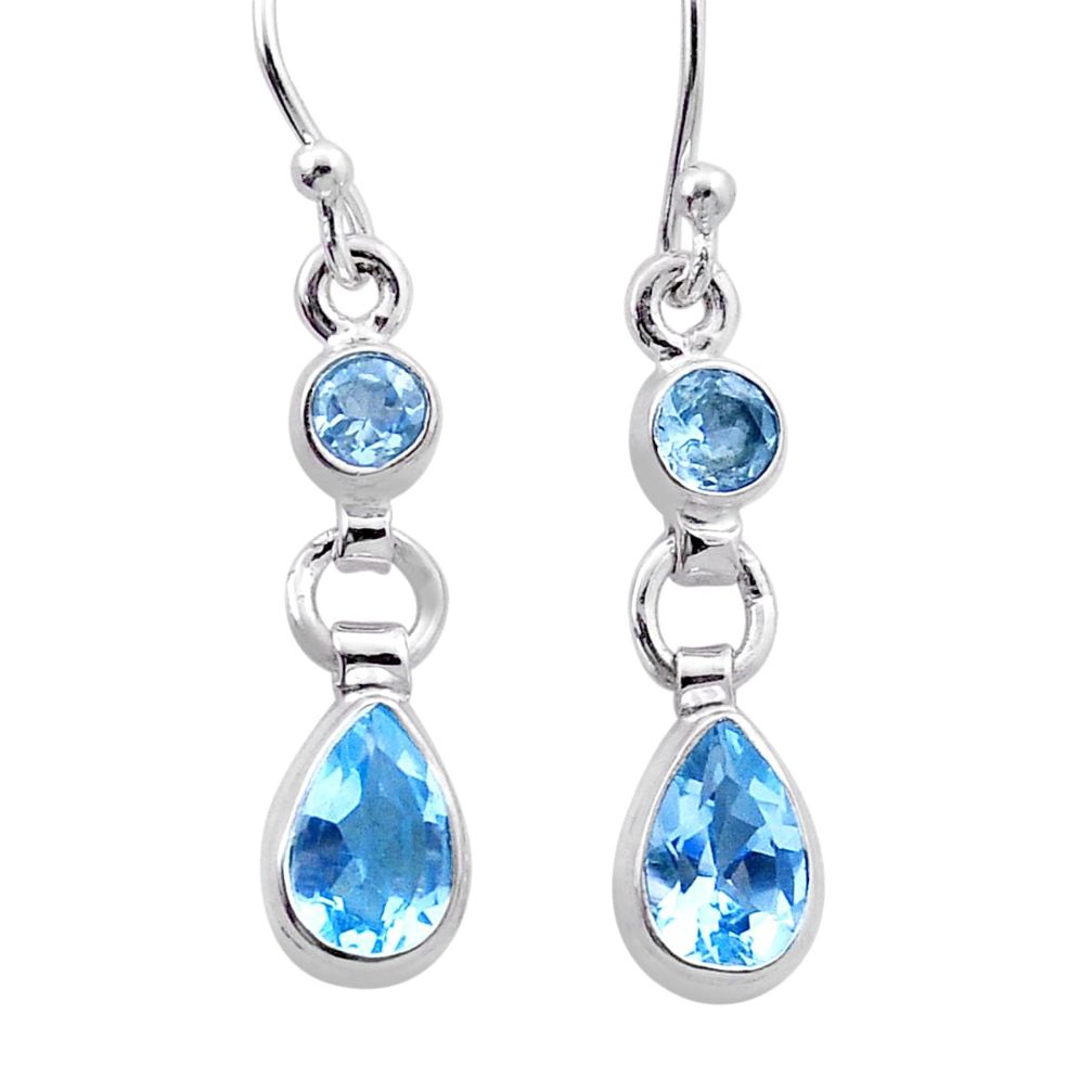 925 sterling silver 3.65cts natural blue topaz dangle earrings jewelry n46083
