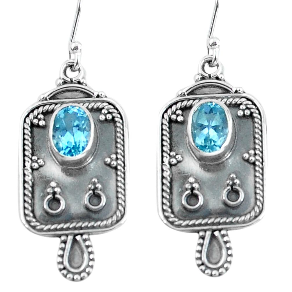 925 sterling silver 3.36cts natural blue topaz dangle earrings jewelry p60064