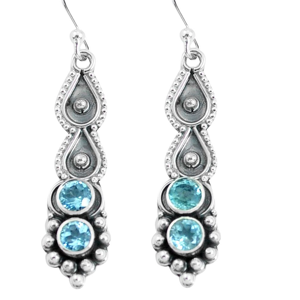 925 sterling silver 2.72cts natural blue topaz dangle earrings jewelry p60138