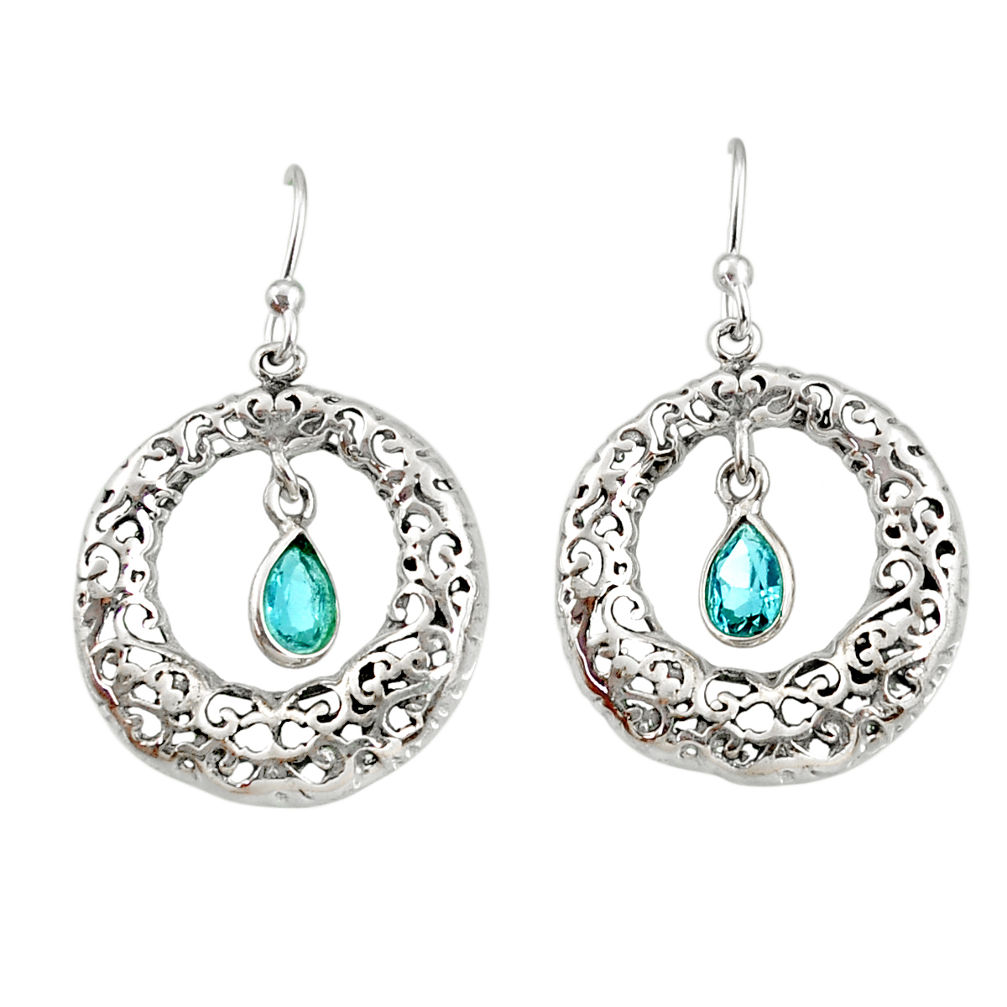 925 sterling silver 2.23cts natural blue topaz dangle earrings jewelry r33056