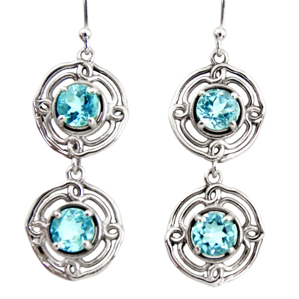 925 sterling silver 5.24cts natural blue topaz dangle earrings jewelry r36831