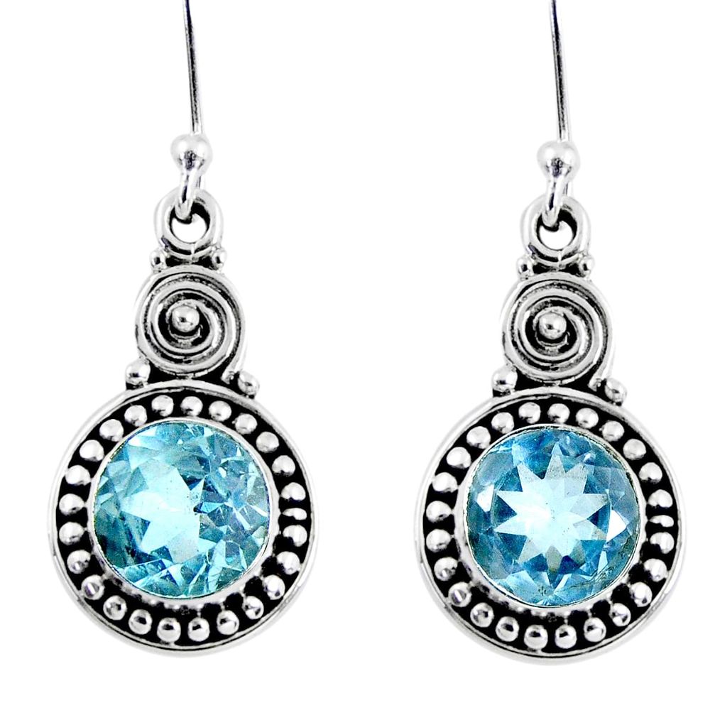 925 sterling silver 4.69cts natural blue topaz dangle earrings jewelry r55324
