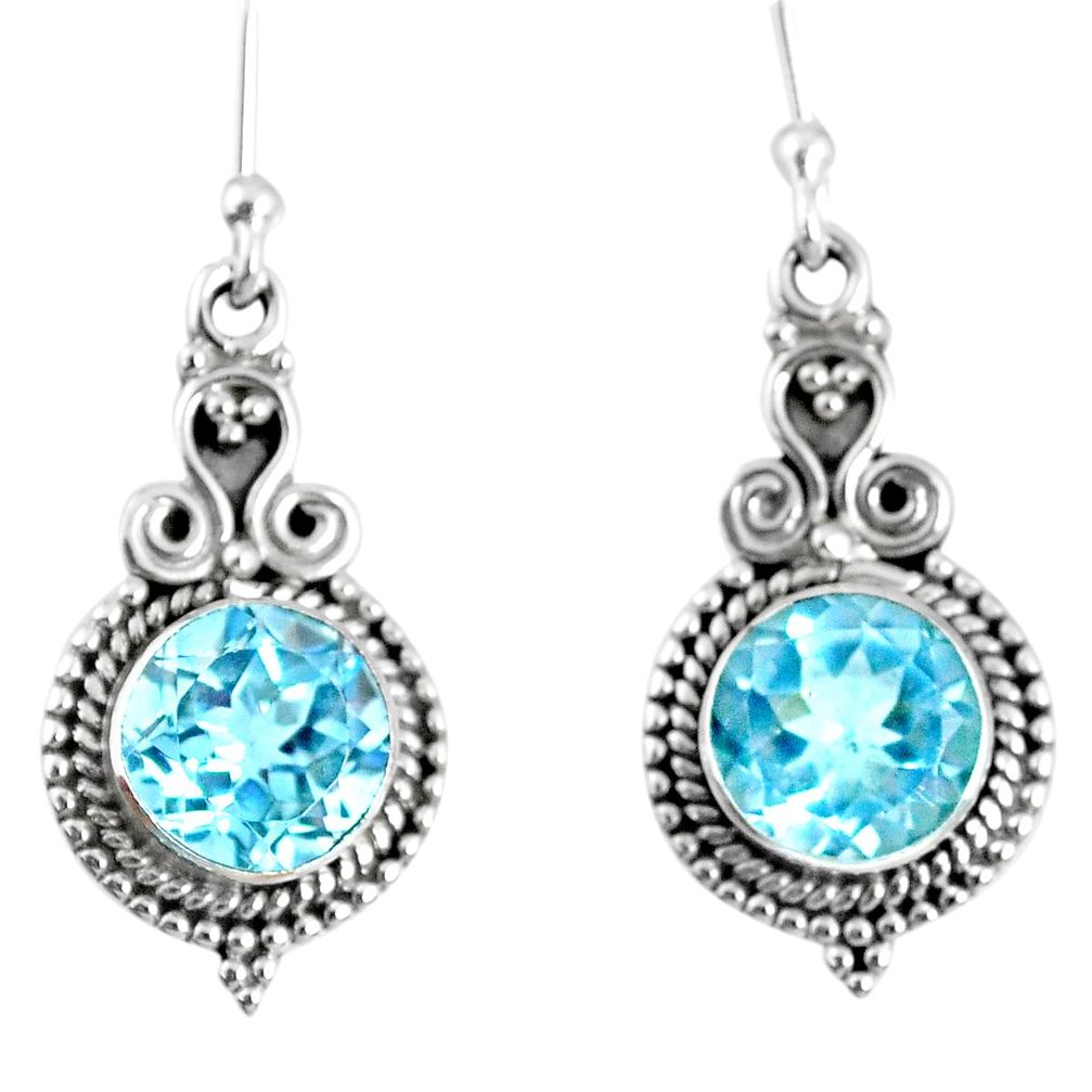 925 sterling silver 6.26cts natural blue topaz dangle earrings jewelry r59788