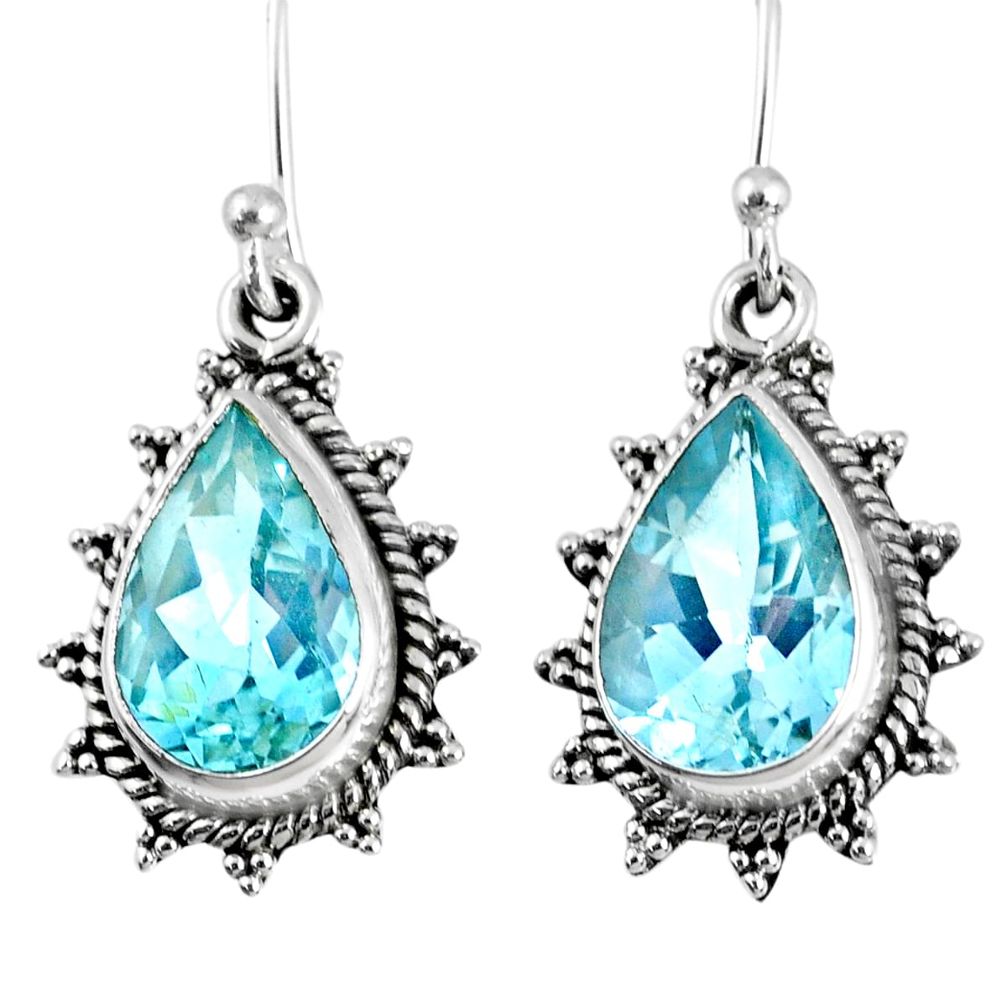925 sterling silver 9.37cts natural blue topaz dangle earrings jewelry r59800