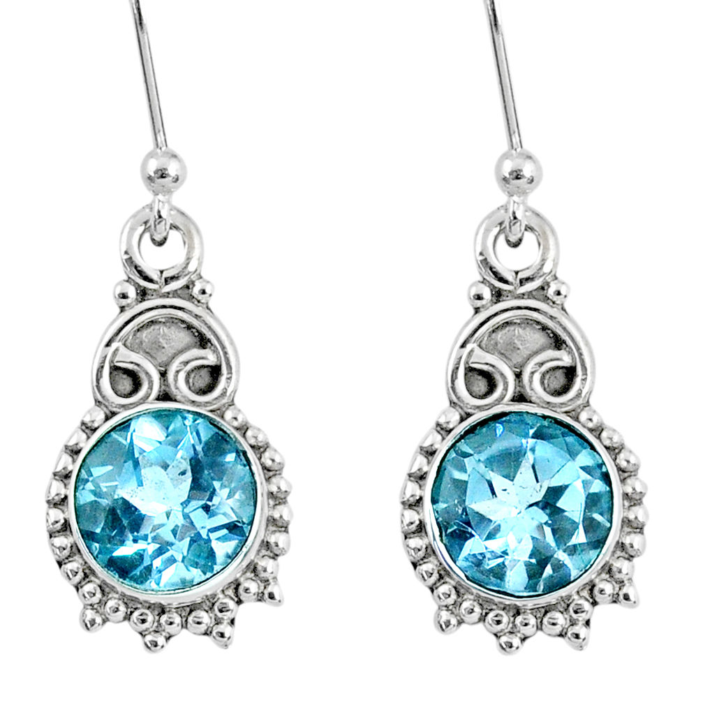 925 sterling silver 4.43cts natural blue topaz dangle earrings jewelry r60514