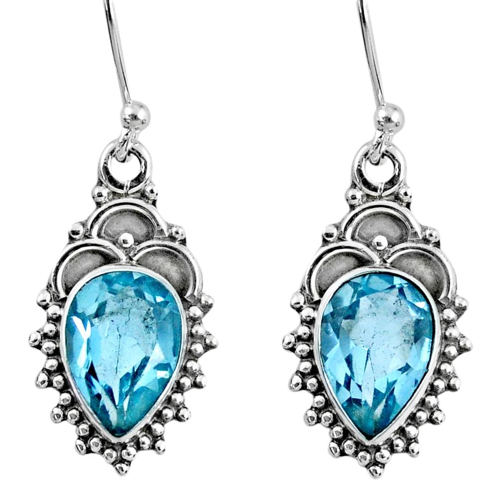 925 sterling silver 5.54cts natural blue topaz dangle earrings jewelry r60518