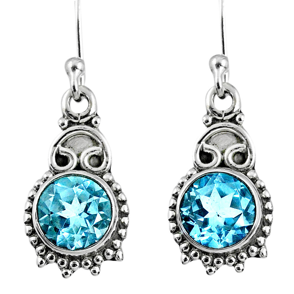 925 sterling silver 4.18cts natural blue topaz dangle earrings jewelry r60668