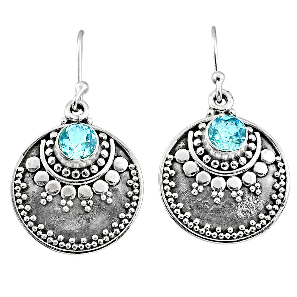 925 sterling silver 3.28cts natural blue topaz dangle earrings jewelry r65124