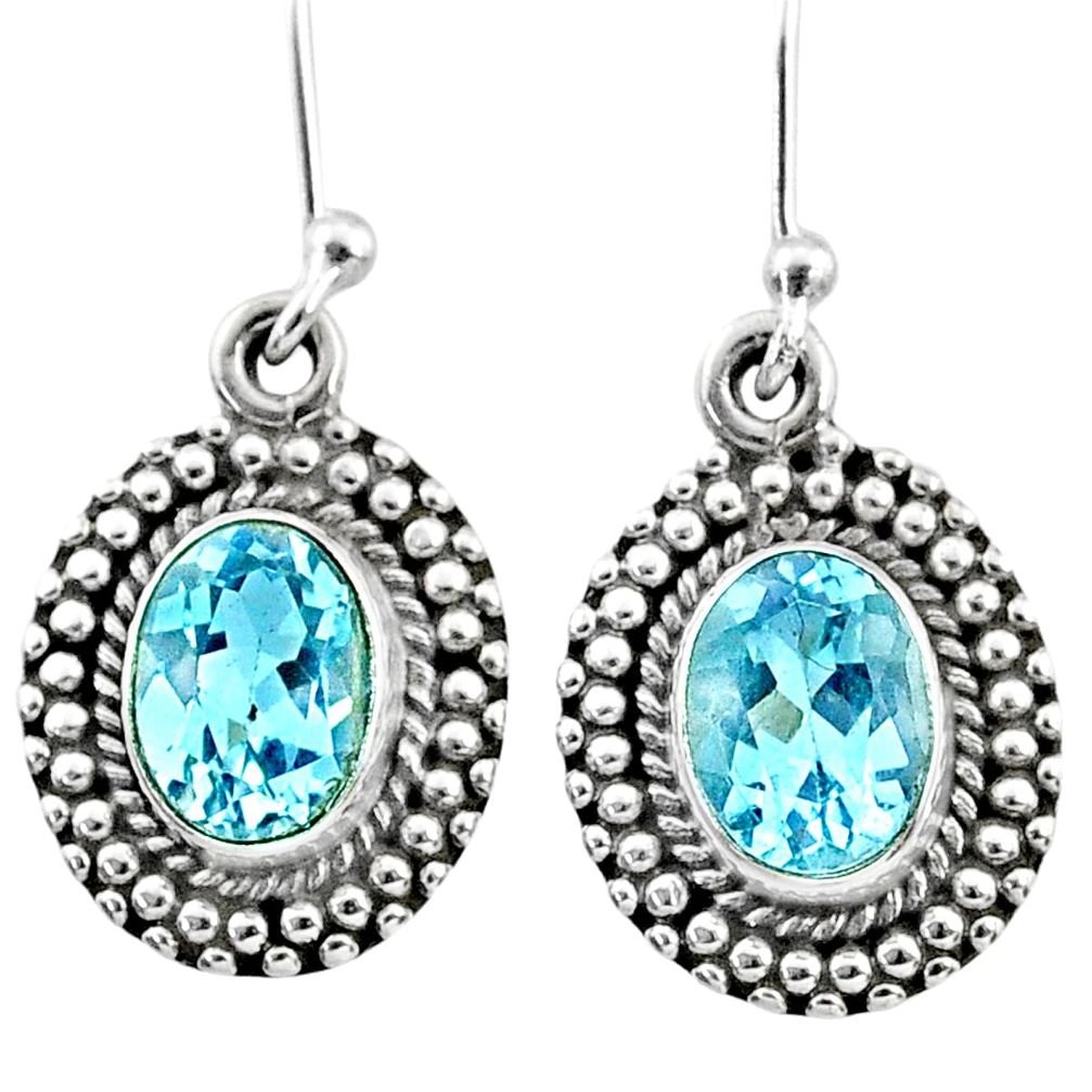 925 sterling silver 3.77cts natural blue topaz dangle earrings jewelry r65144