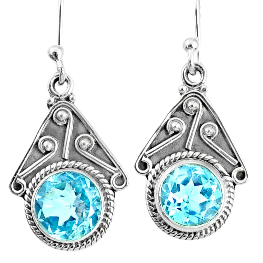 925 sterling silver 6.45cts natural blue topaz dangle earrings jewelry r67044