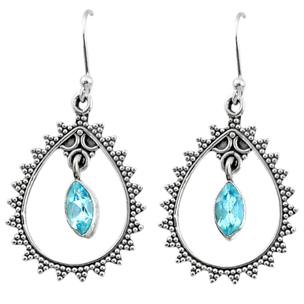 925 sterling silver 3.86cts natural blue topaz dangle earrings jewelry r67084