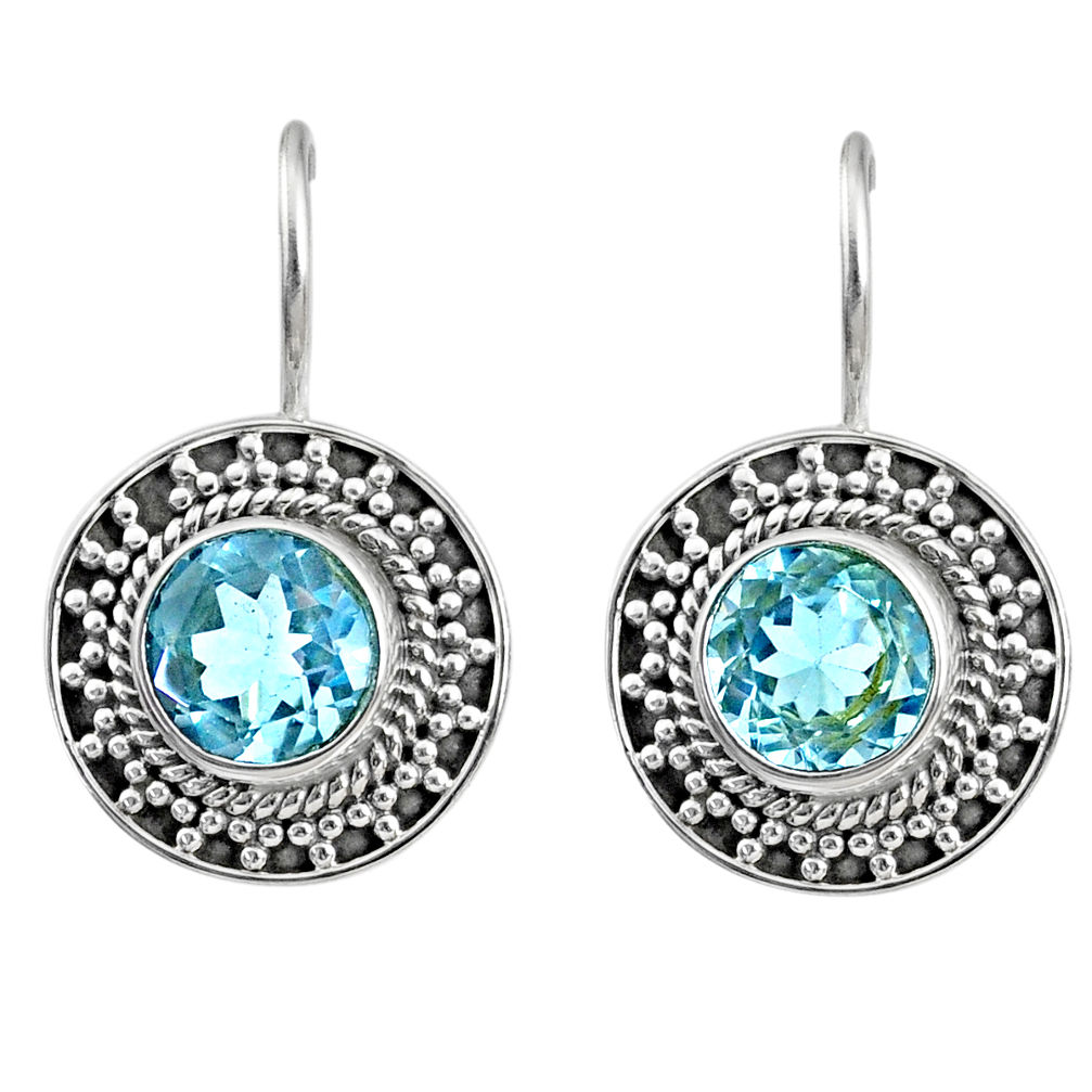 925 sterling silver 6.04cts natural blue topaz dangle earrings jewelry r67184