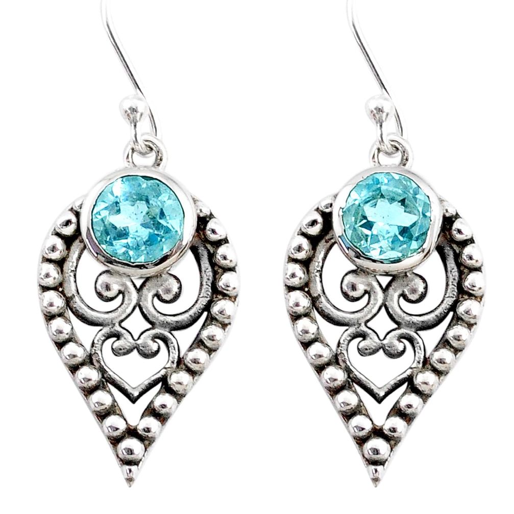 925 sterling silver 2.63cts natural blue topaz dangle earrings jewelry r67884