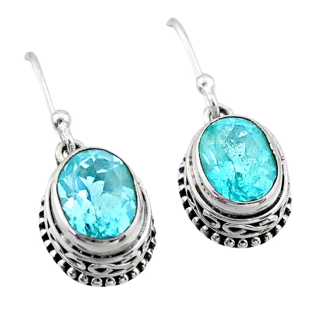 925 sterling silver 6.53cts natural blue topaz dangle earrings jewelry t46832