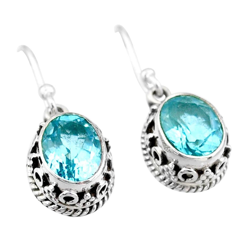 925 sterling silver 5.75cts natural blue topaz dangle earrings jewelry t46866