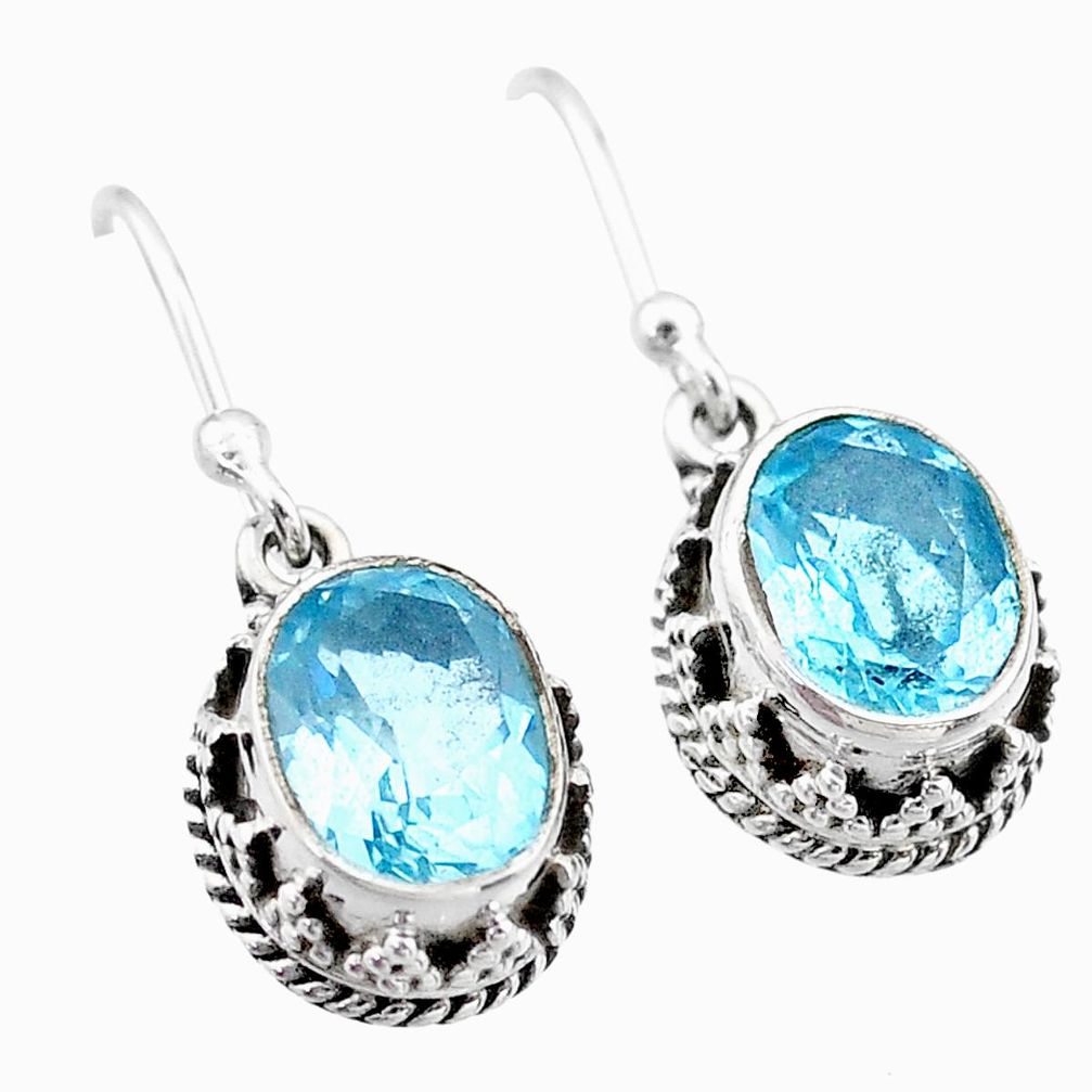 925 sterling silver 5.56cts natural blue topaz dangle earrings jewelry t46888