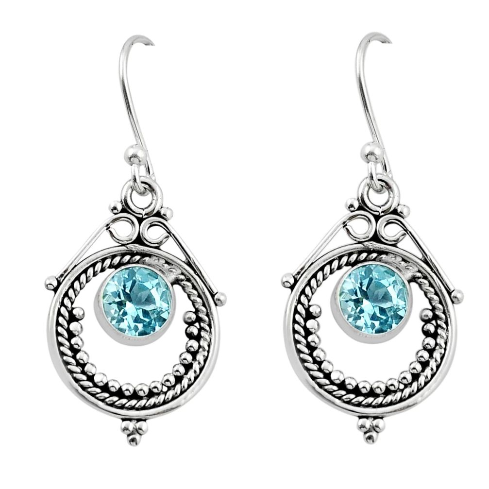 925 sterling silver 2.11cts natural blue topaz dangle earrings jewelry y44499