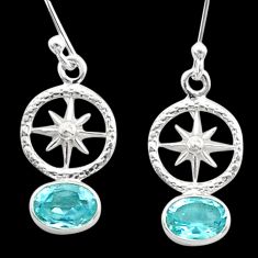 925 sterling silver 3.21cts natural blue topaz star amulet earrings t62839
