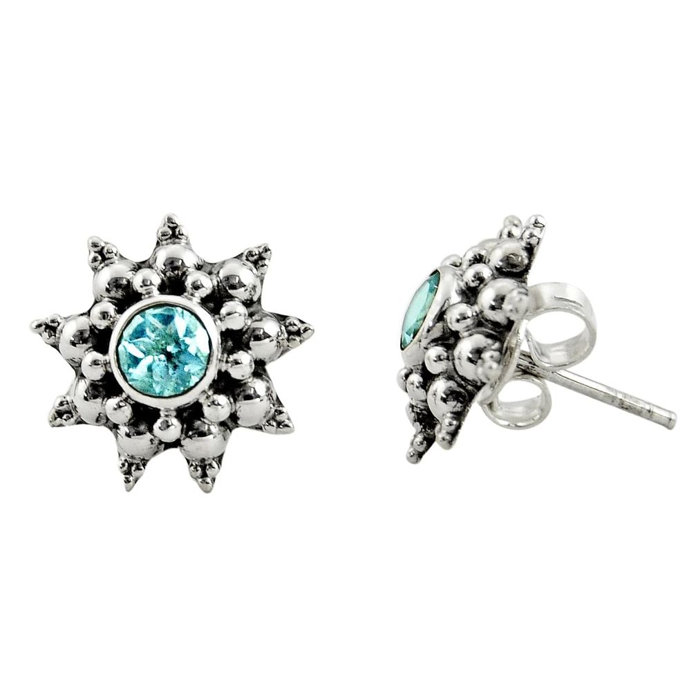 925 sterling silver 1.63cts natural blue topaz stud earrings jewelry r22787