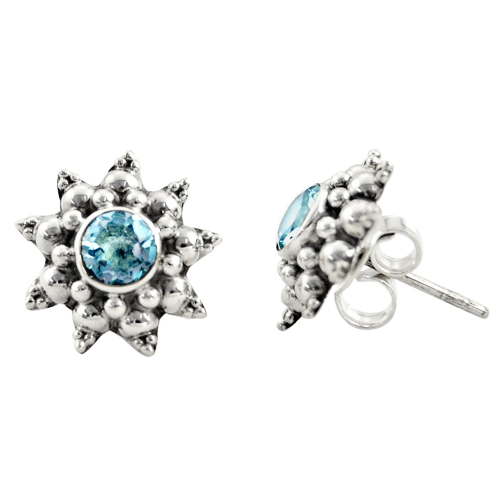 925 sterling silver 1.74cts natural blue topaz stud earrings jewelry r22806