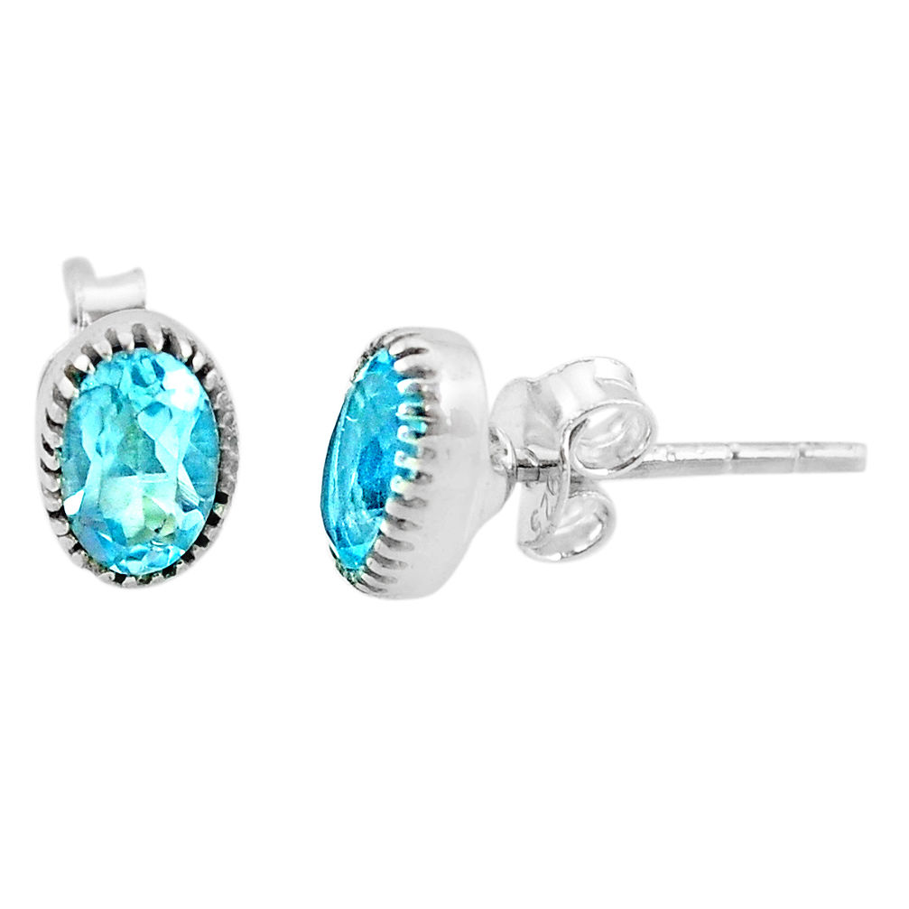 925 sterling silver 1.90cts natural blue topaz stud earrings jewelry r87472