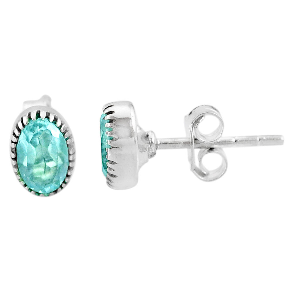 925 sterling silver 2.21cts natural blue topaz stud earrings jewelry r87511