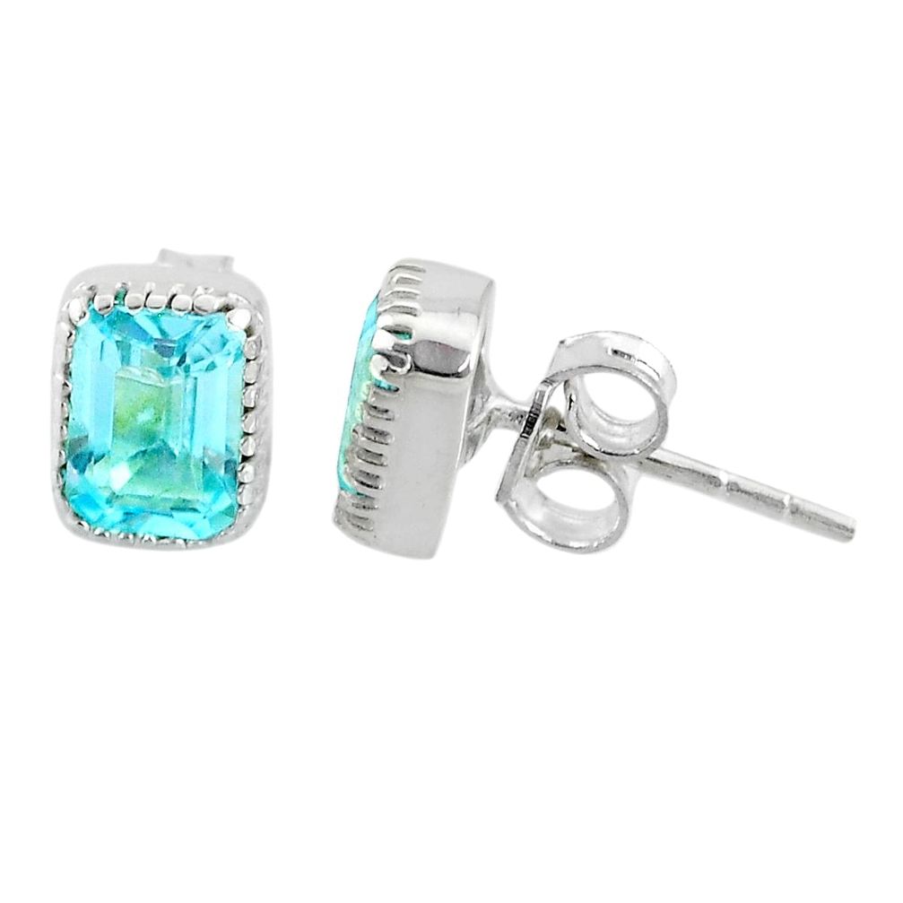 925 sterling silver 2.73cts natural blue topaz stud earrings jewelry t7371