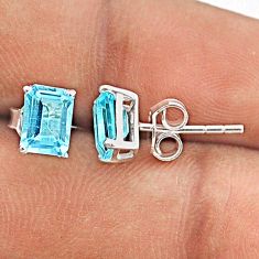 925 sterling silver 2.64cts natural blue topaz stud earrings jewelry t85209