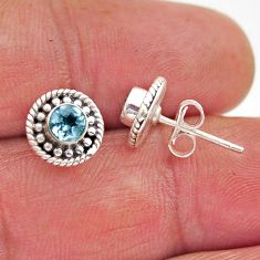 925 sterling silver 1.24cts natural blue topaz stud earrings jewelry y94236