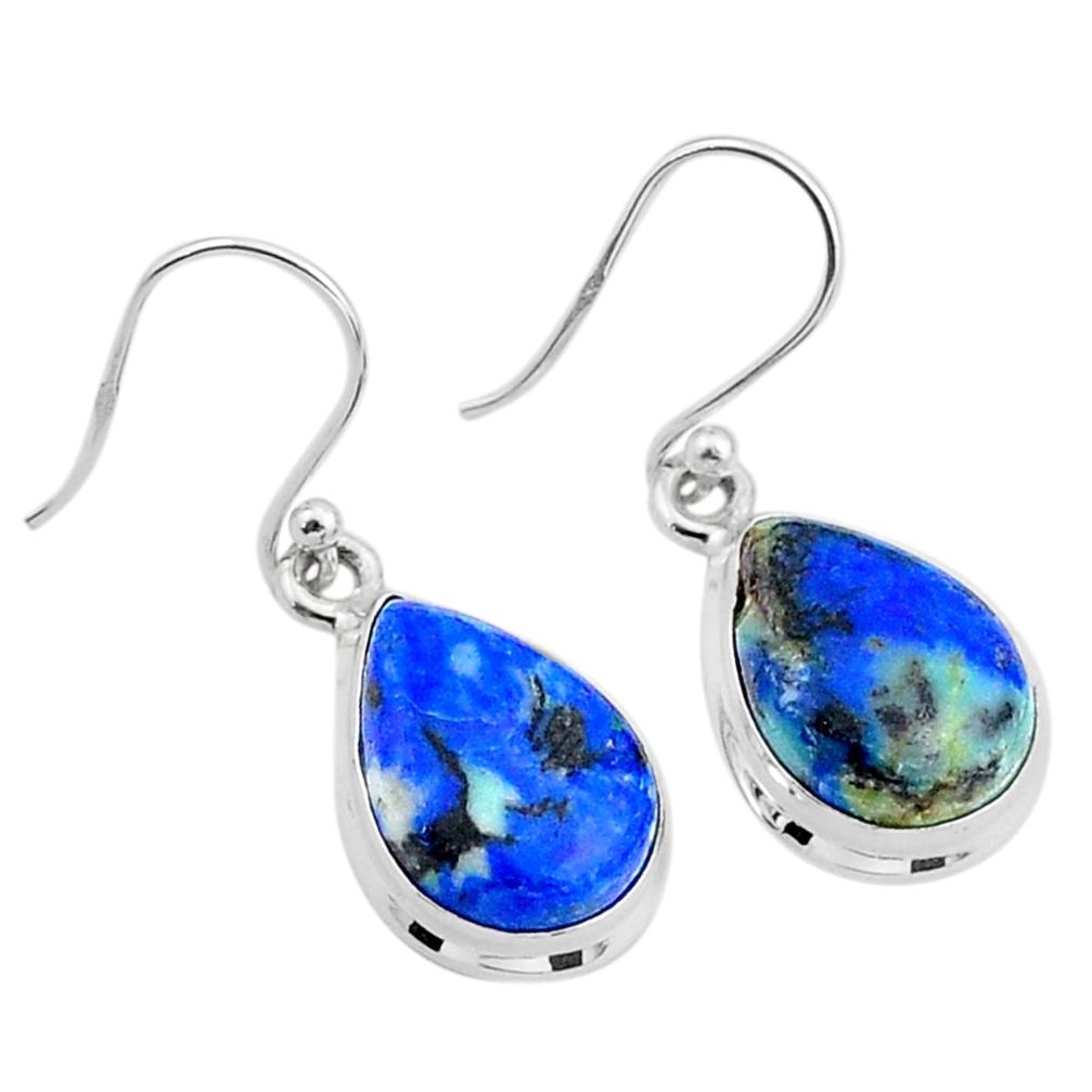 925 sterling silver 11.57cts natural blue turquoise azurite earrings t37619